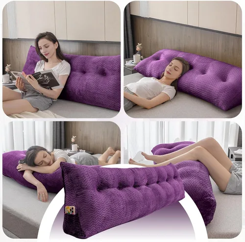 Vista 4 de Almohada de Refuerzo Triangular Grande para Cabecera, Cuña de Respaldo, Soporte de Posicionamiento, Descanso para Cama, Almohadas de Lectura