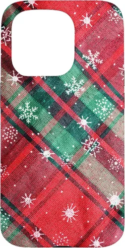 Vista 14 de Green Red Christmas Plaid Winter Snowflakes Case for iPhone 16