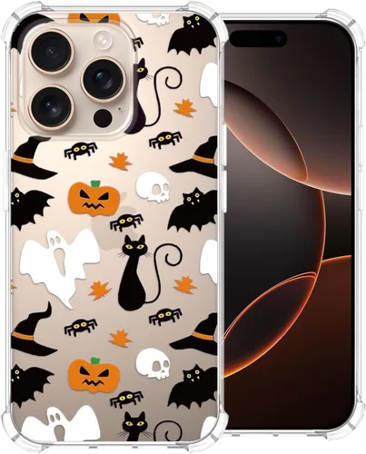 Vista 32 de Funda transparente de Halloween para Google 6a, con patrón de fantasma, funda protectora de TPU suave, delgada, a prueba de golpes, para niños