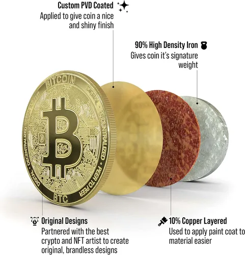 Vista 4 de Cryptochips Blacked Bitcoin (BTC) Criptomoneda física Criptomoneda conmemorativa que puede HODL