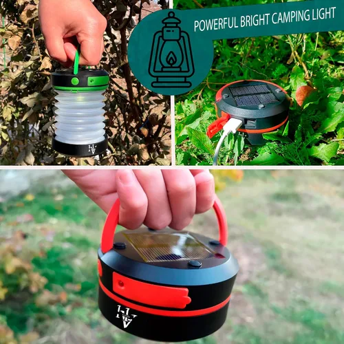 Vista 6 de Linterna solar para campamento, linternas LED para cortes de energía, luces de campamento, linterna de emergencia, lámpara plegable, recargable