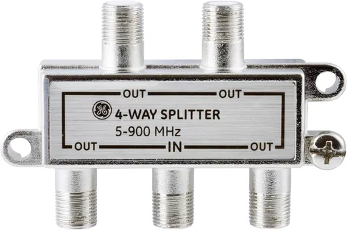 Vista 7 de GE Divisor de cable coaxial de 2 vías, rango de 5-900 MHZ, compatible con coaxiales RG59 RG6, audio, video, funciona con TV HD, cable
