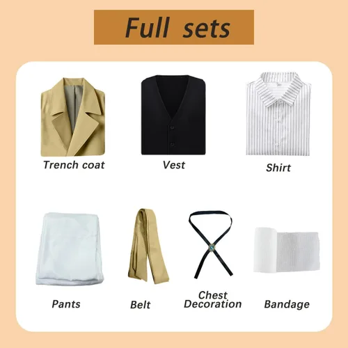 Vista 5 de FAZA Dazai Osamu - Traje de cosplay para adultos, hombres y mujeres, disfraz de perro Bungo anime, disfraz de fiesta de Halloween