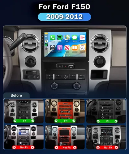 Vista 2 de Radio de Coche 8Core 4+64G para Ford F150 2009 2010 2011 2012 Carplay Inalámbrico Android Auto, Radio IPS de 9", Android/GPS WiFi/32EQ