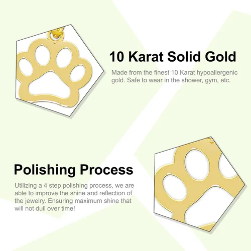 Vista 2 de CA CHARMAMERICA Colgante de pata de perro de oro Oro amarillo macizo de 10 quilates Joyas de pata de perro