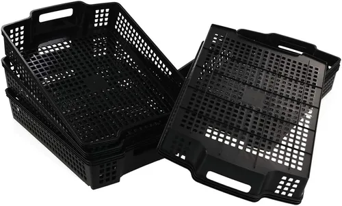 Vista 8 de Sandmovie Bandeja grande para almacenamiento, organizador de plástico para cocina, aula, oficina, negro, 6 paquetes
