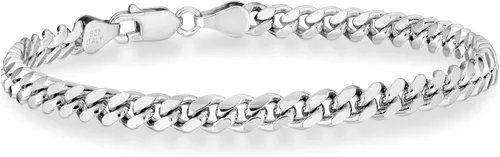 Vista 7 de Miabella Pulsera de cadena de eslabones cubanos de plata esterlina 925