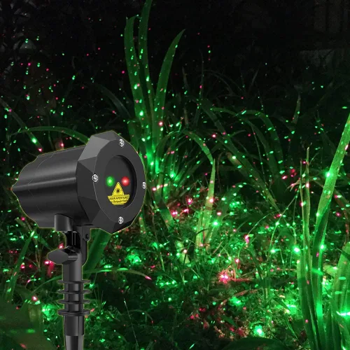 Vista 2 de Poeland Luces de jardín con láser en movimiento Luces de Navidad Proyector de estrellas para el hogar y el jardín