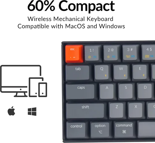 Vista 2 de Keychron K12 - Teclado mecánico inalámbrico Bluetooth intercambiable en caliente con interruptor de plátano óptico 61 teclas compacto