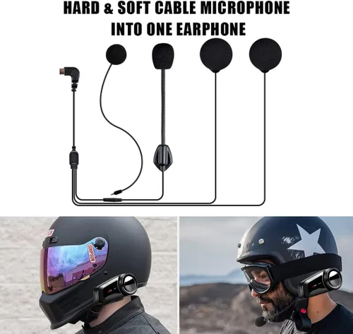 Vista 7 de QSPORTPEAK M2 - Kit de intercomunicación Bluetooth para casco de motocicleta, sistema de comunicación Bluetooth 5.0 de 1000 M hasta 6 conductores