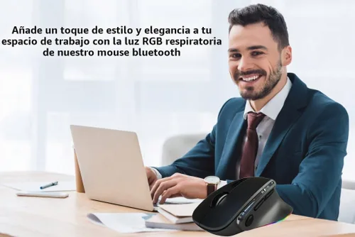 Vista 2 de Ratón ergonómico con forma de manos medias, modo dual (Bluetooth+USB), recargable con túnel carpiano vertical Bluetooth inalámbrico