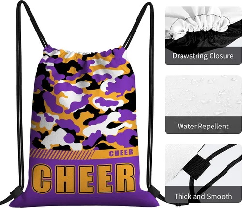 Vista 34 de Mochila con cordón impermeable para gimnasio, bolsas con cordón, bolsa de cuerda deportiva, mochila de camuflaje, Bolsas con cordón Cheer - Bolsas