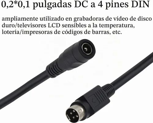 Vista 5 de Cable de alimentación de 4 P-in DI-N a CC4 Pi-n Mini D-in macho a D-C 5521 Cable