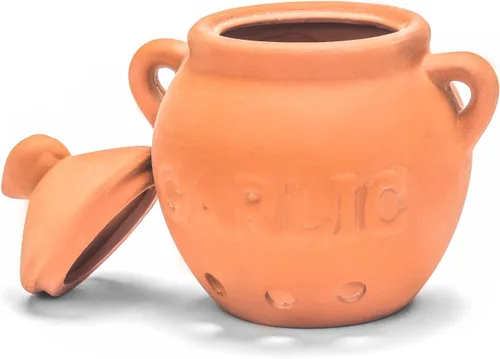 Vista 5 de Fox Run Guarda Ajo, Terracota, Rojo, 4.25 x 5.25 x 5.25 pulgadas For Small & Medium Sized Bulbs Keep Garlic Fresh & Ready to Use Holes for