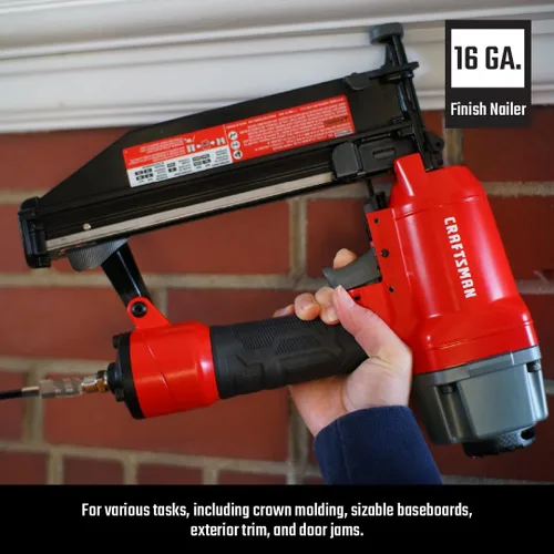 Vista 5 de Craftsman Compresor de Aire Tipo Panqueque de 6 Galones Kit Combo de 4 Herramientas, 150 PSI, Libre de Aceite, Incluye Clavadora de Acabado 16GA