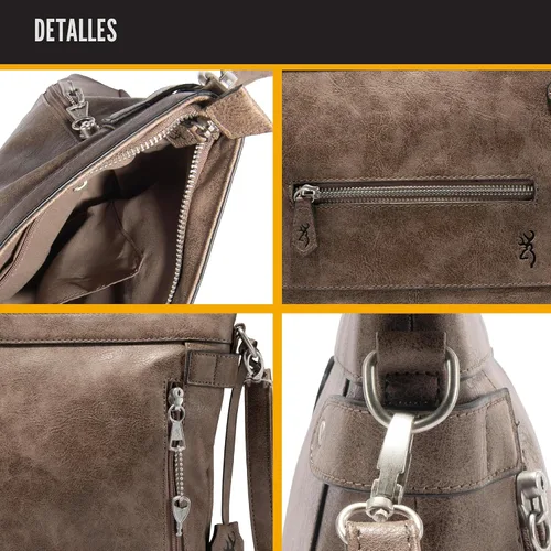 Vista 8 de Browning Women's Concealed Carry Catrina Purse, Premium Holstered Handbag With Safety Locking Option Marrón desteñido