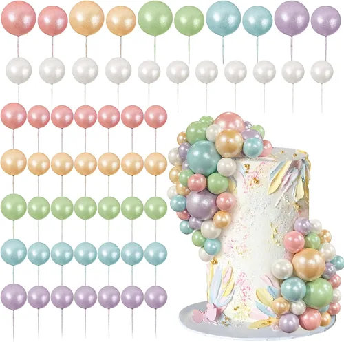 Vista 14 de 56 piezas de bolas de perlas para tarta con forma de bola, decoraciones de tarta con bolas de perlas para tarta de cumpleaños, boda, suministros