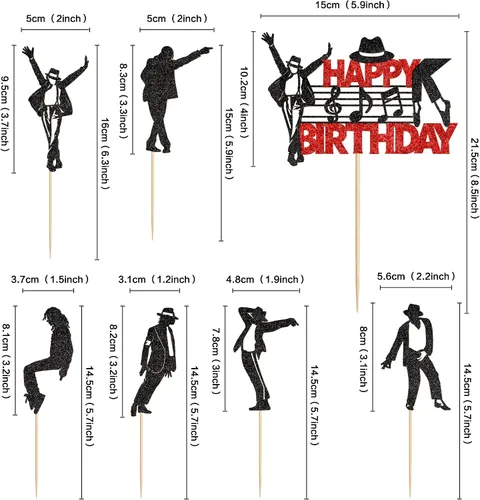 Vista 3 de 25Pcs Jazz Dance Birthday Cake Topper Jazz Dancer Cupcake Topper Glitter Black Dance King Cupcake Picks,Jazzist Birthday Cupcake Decorations Pop