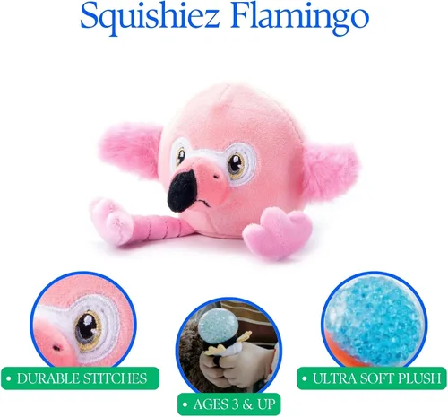 Vista 5 de The Petting Zoo Peluche de flamenco, regalos para niños, juguete para apretar animales de vida silvestre Squishiez, juguete de peluche de flamenco