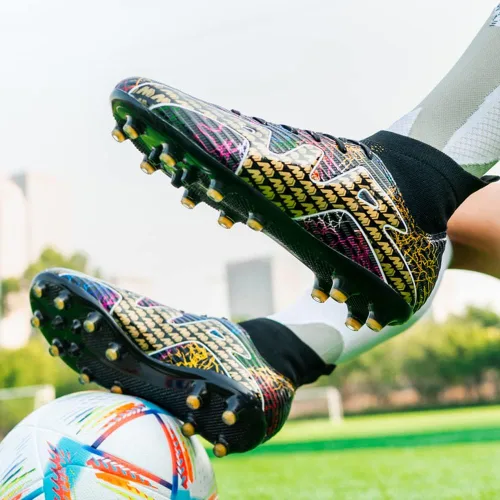 Vista 6 de DimaiGlobal Zapatos de fútbol para hombre, tacos de césped, zapatos de fútbol de alta calidad, transpirables, atléticos, botas de fútbol