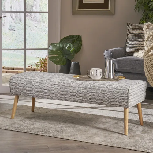 Vista 2 de Christopher Knight Home Sade Mid Century - Otomana de tela bohemia, patrón de zigzag gris claro