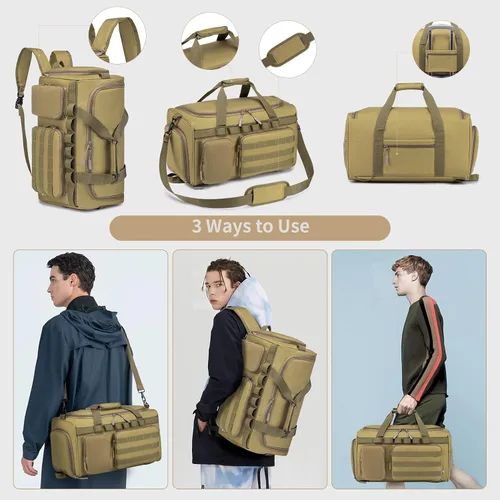 Vista 3 de Bolsas de gimnasio para hombres, 35L55L, bolsa de lona táctica, bolsa de viaje deportiva, bolsa de gimnasio, fin de semana, mochila nocturna