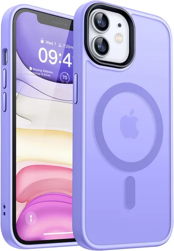 Vista 9 de CANSHN Compatible mate con iPhone 11 [Certificado de caída militar] Funda de teléfono con parte trasera translúcida, antihuellas - Negro helado