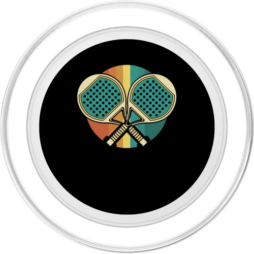 Vista 2 de Pelota de tenis de pádel retro, raqueta vintage PopSockets MagSafe PopGrip para iPhone