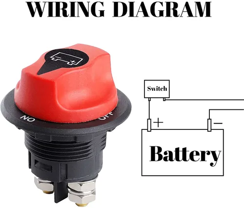Vista 2 de Interruptor de desconexión de batería - Aislador de corte de 12V-48V - Máx. 32V CC 100A Cont 150A INT Interruptor de encendido y apagado para 100A