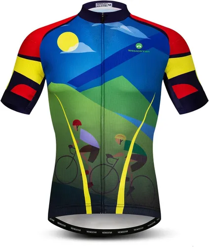 Vista 40 de Camisetas de ciclismo para hombre, camiseta de ciclismo de montaña, manga corta, transpirable, camisetas de ciclismo de secado rápido