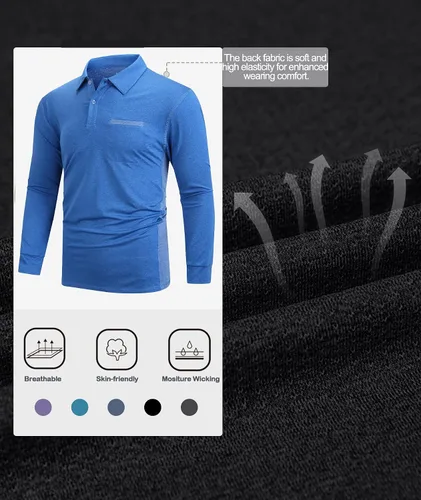 Vista 2 de V VALANCH Polo de golf de manga corta para hombre, estilo casual, con cuello que absorbe la humedad