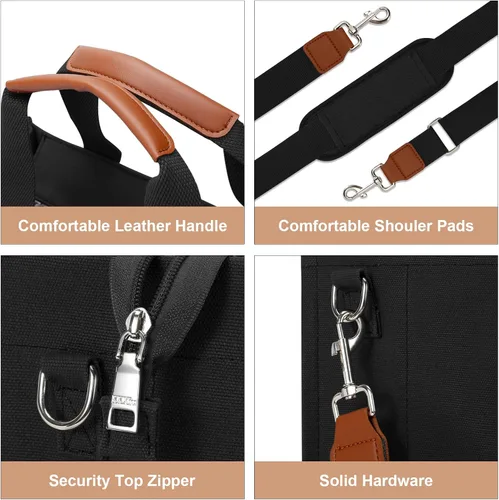 Vista 6 de Bolso grande de lona con compartimentos y cremallera para mujer de KKXIU, bolso cruzado, de trabajo, bíblico, de mensajero con bolsillos