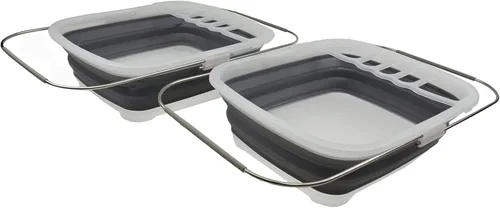 Vista 10 de SAMMART Escurridor de platos de plástico plegable expandible de 8L (2.11 galones), estante de secado plegable, organizador de vajilla portátil