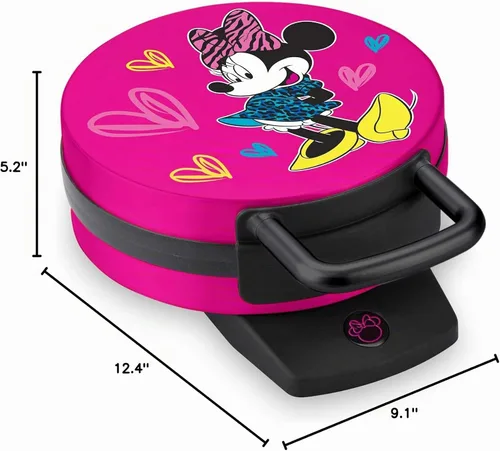 Vista 6 de Disney DMG-31, máquina para hacer waffles de Minnie Mouse, color rosa