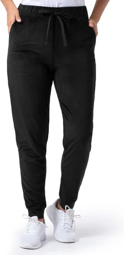 Vista 7 de Wright's Conjunto de sudadera y jogger de terciopelo para mujer de 2 piezas con cremallera y capucha Negro