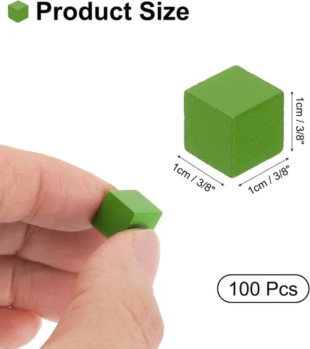 Vista 2 de uxcell 100 bloques de madera para manualidades, cubo de madera sin terminar de 3/8 pulgadas, bloque cuadrado de madera de pino para proyectos