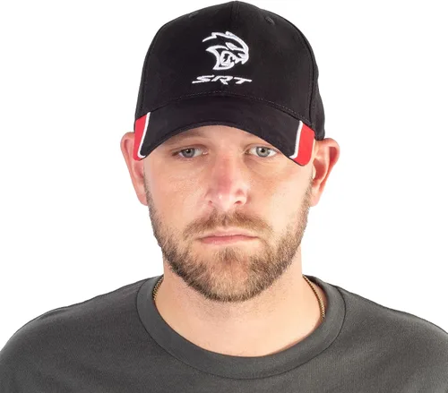 Vista 7 de Dodge SRT Hellcat Cap - Personalizada - Estructurado 6 Paneles - NegroRojoBlanco, Negro
