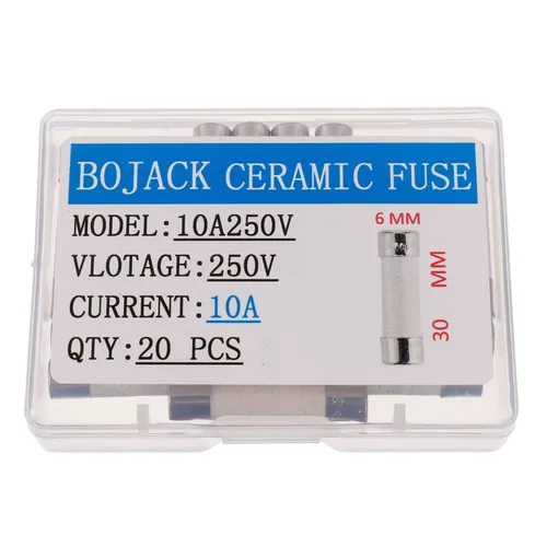 Vista 2 de BOJACK T10A250V Fusibles de cerámica de soplado lento de 0.236x1.181 in, 10 A, 250 V, 10 A, 250 V, fusibles de retardo de tiempo de tubo de cerámica