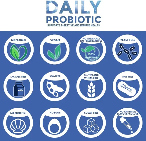 Vista 4 de Replenish the Good Probiótico diario para adultos Suplemento vegano con 6 mil millones de UFC Apoya la salud digestiva Ofrece 15 veces más