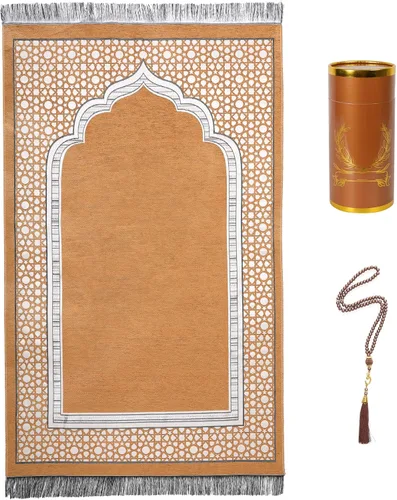 Vista 9 de Alfombra islámica de oración musulmana con cuentas de oración, tapete de felpilla suave Janamaz Sajada para hombres y mujeres, regalo de viaje