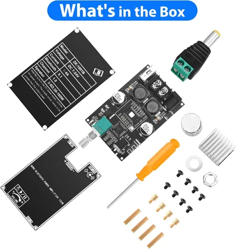 Vista 9 de Daakro 2 placas amplificadoras Bluetooth ZK-1001B, placa amplificador de canal mono de 100 W con función de emparejamiento TWS, CC 7-24 V, entrada