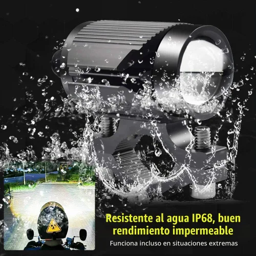 Vista 5 de Luces de conducción de motocicleta de 15 vatios, luces de doble color, blanco/ámbar, 3 modos, luces deportivas con lente impermeable