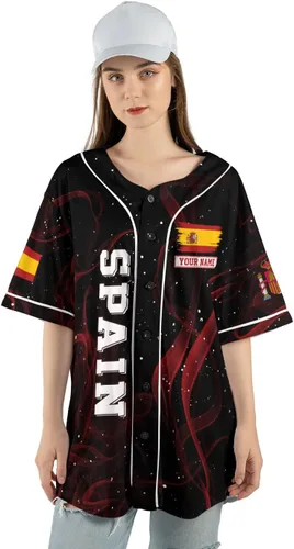 Vista 5 de Podagree - Camiseta de béisbol personalizada de España, bandera española, escudo de armas de España, regalo peruano para hombres y mujeres