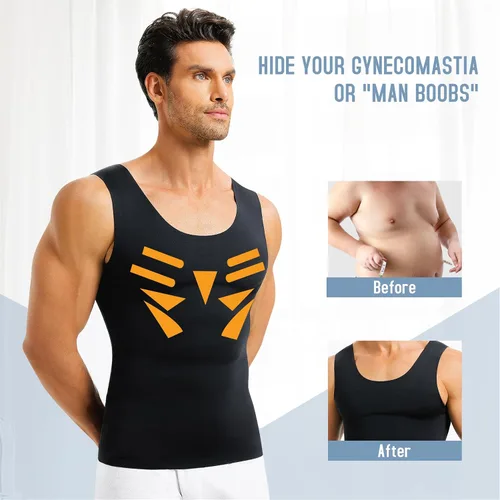 Vista 3 de TAILONG Camisas de compresión de ginecomastia para hombre, fajas moldeadoras para adelgazar el cuerpo, chaleco sin mangas, fajas para hombres