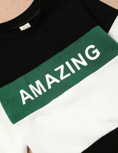 Vista 5 de Menglang Conjunto de sudadera y pantalones de manga larga con letras, ropa para bebé niño para otoño e invierno