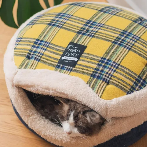Vista 7 de Cueva de cama para gatos - Escondite cerrado con tapa desmontable