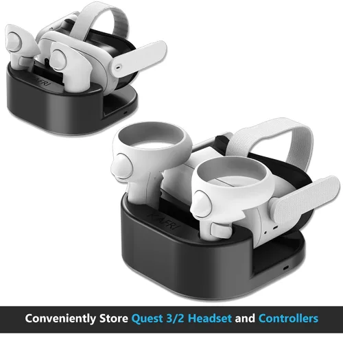 Vista 2 de Charging Dock for Meta Oculus Quest 3Quest 2, VR Headset Charging Stand and Controller Holder with RGB Lights, Charger Station Accessories