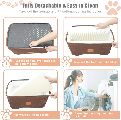 Vista 6 de AlfaTok Asiento de automóvil para perro, refuerzo de espuma viscoelástica para perros medianos de hasta 45 libras, cama de viaje elevada desmontable