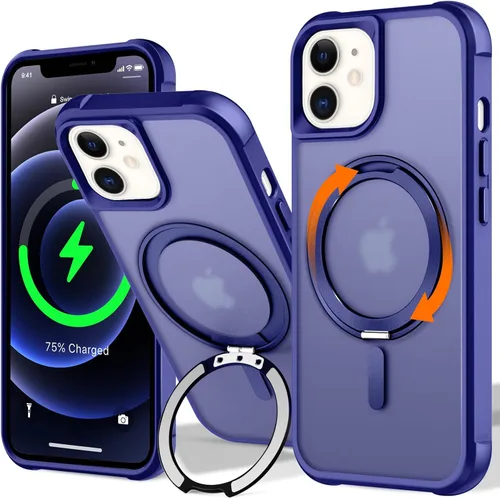 Vista 102 de UMIONE - Funda con diseño de anillo magnético giratorio de 360° para iPhone 11, soporte de bucle invisible integrado, compatible con Magsafe, funda