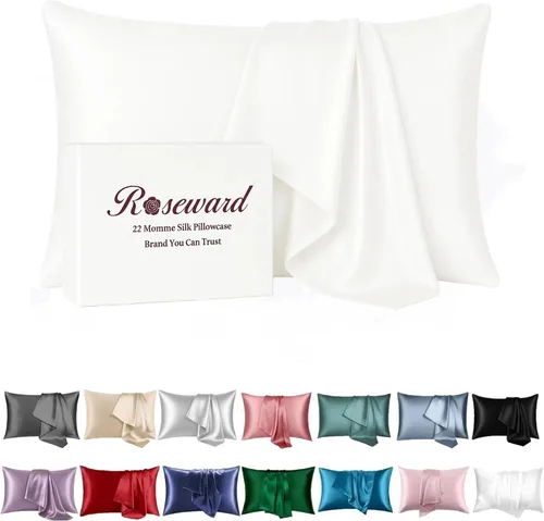 Vista 18 de Fundas de almohada de seda beige con cremallera, fabricadas en Estados Unidos, funda de almohada de seda real para piel propensa al acné